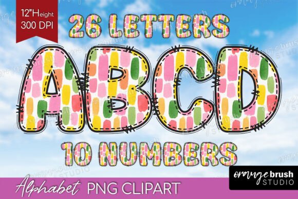 Abstract Fruit Doodle Alphabet Clipart Guide