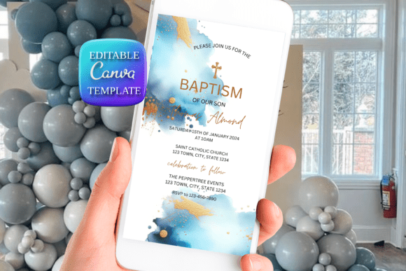 Blue Watercolor Baptism Invitation: A Practical Choice for Celebrating Sacred Moments