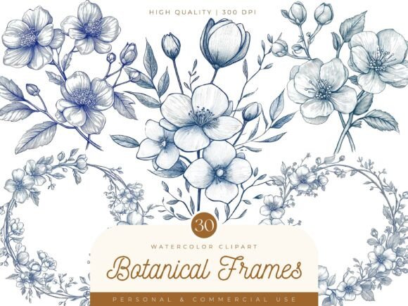 Botanical Frames Watercolor Clipart: Elevating Designs with Organic Elegance
