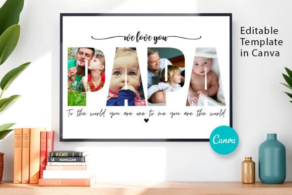 Customizable Papa Photo Collage: A Thoughtful and Editable Father's Day Gift