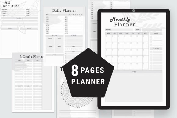 Daily, Weekly and Monthly Planner Bundle: A Customizable Organization System