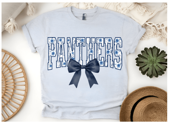 Evaluating Panthers with Blue Bow PNG for Sports Design Projects