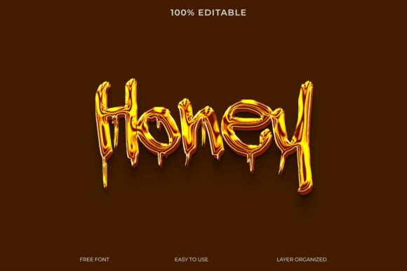 Honey 3D Text Effect: Golden Liquid Melting Design