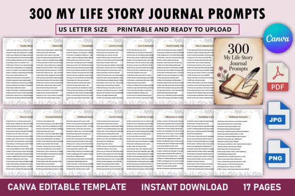 Preserving Your Legacy: A Guide to 300 My Life Story Journal Prompts and Customizable Canva Templates