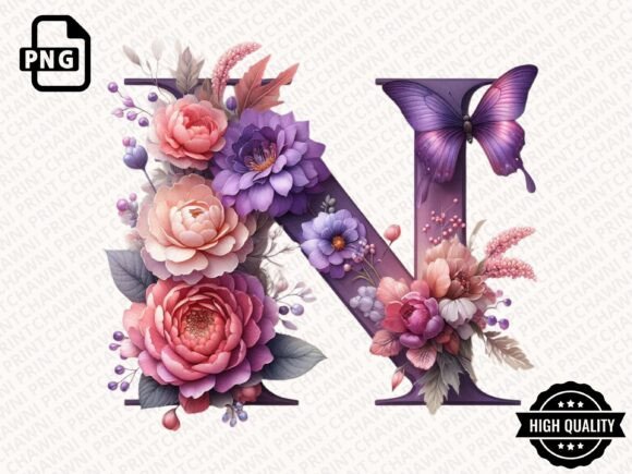 Roses Butterflies Alphabet Clipart PNG: A Timeless Design Resource for Creative Projects