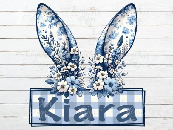 Toile De Jouy Easter Bunny Ears Monogram: A Modern Digital Design for Creative Personalization