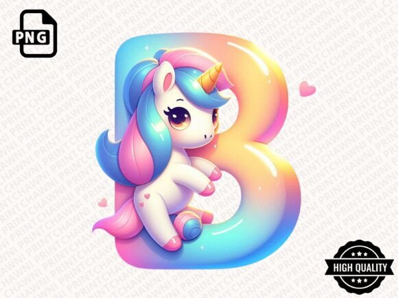 Unicorn Alphabet Clipart PNG for Creative Projects