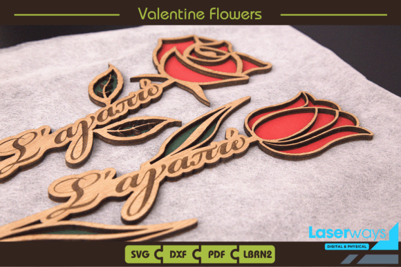Valentine Flowers Rose and Tulip Laser Cut Files